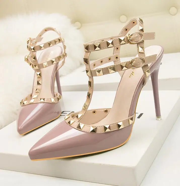 Sexy Roman Style Rivet Sandals - 10CM Stiletto Heels - Waterproof Platform - PU Material - ZWM-9616-56ZWM