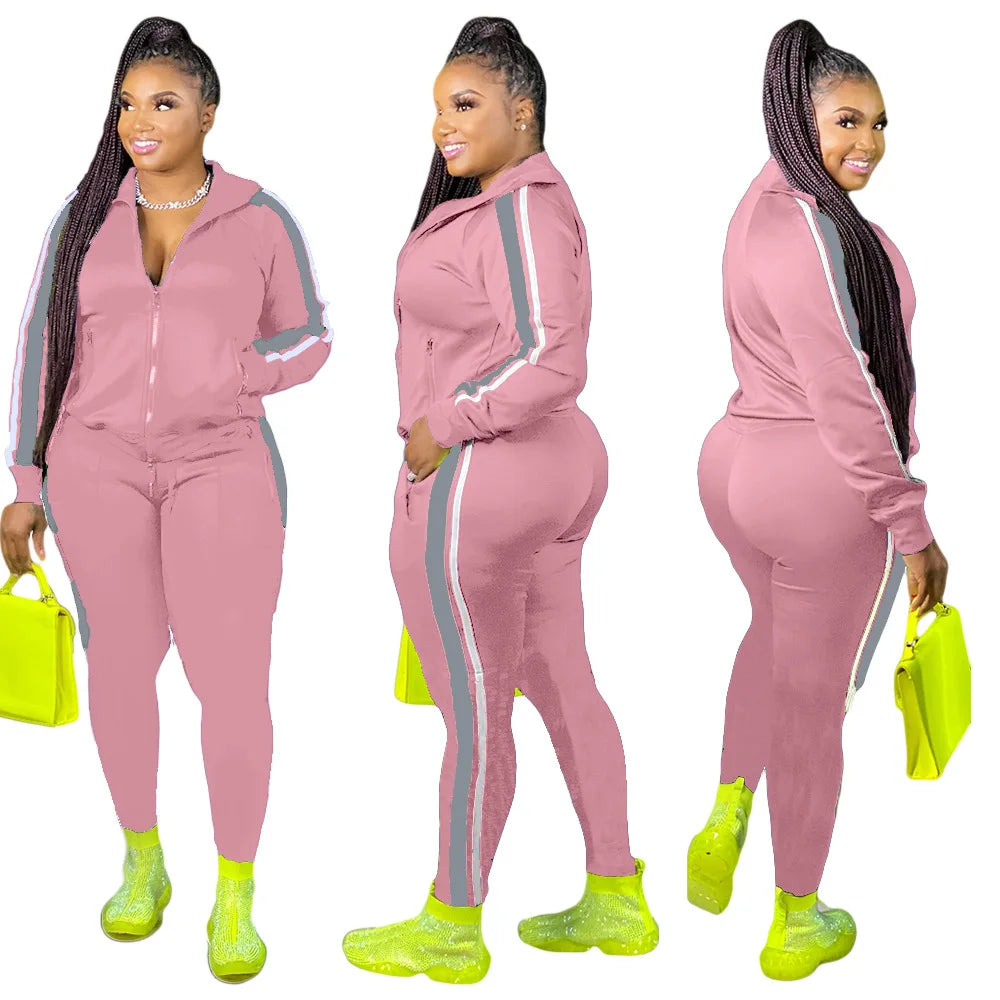 2021 Plus Size Fall Clothes for Women - 2 Piece Sweatsuit Ensemble - Wholesale Dropshipping