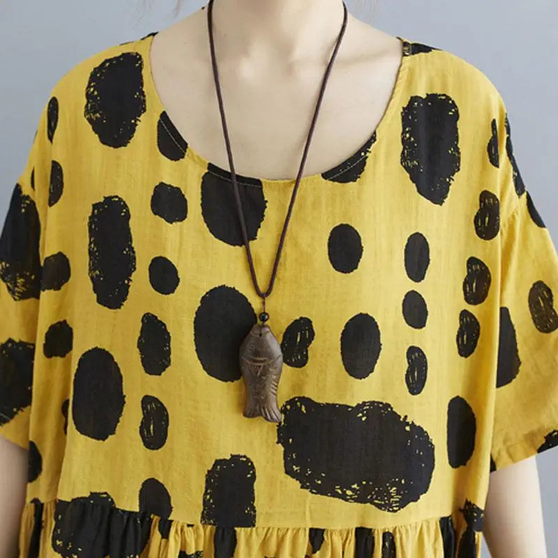 Vintage Polka Dot Dress - Loose Fit, Summer Fashion, Oversized, Free Shipping