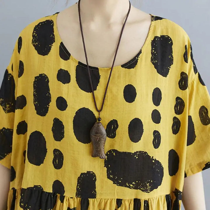 Vintage Polka Dot Dress - Loose Fit, Summer Fashion, Oversized, Free Shipping