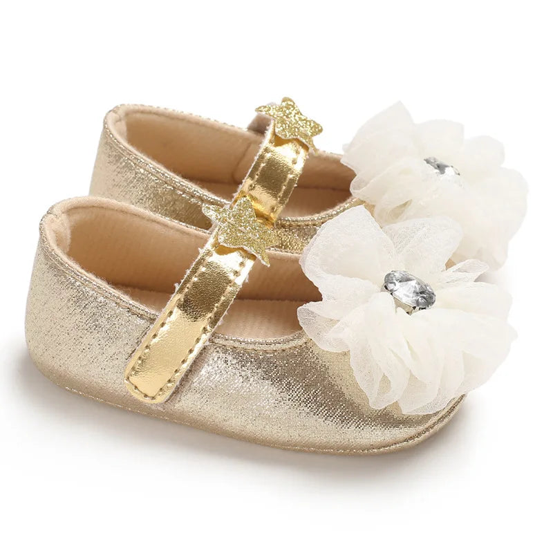 Newborn Girls Shoes Flowers Bow Baby Girl Dance Party Shoes Spring Autumn Toddler Footwear First Walkers