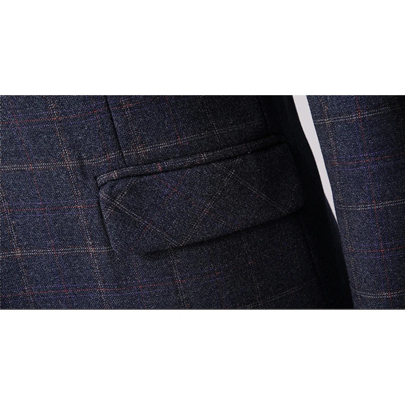 Men's Spring/Autumn Plaid Suit - Slim Fit Business/Casual - Office/Party/Wedding - Shenrun