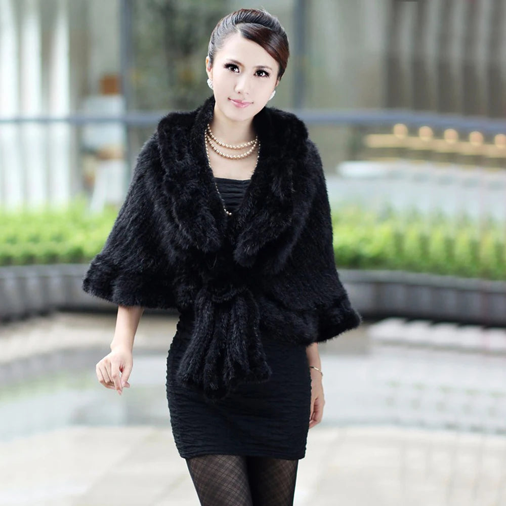 Luxury Real Mink Fur Shawl