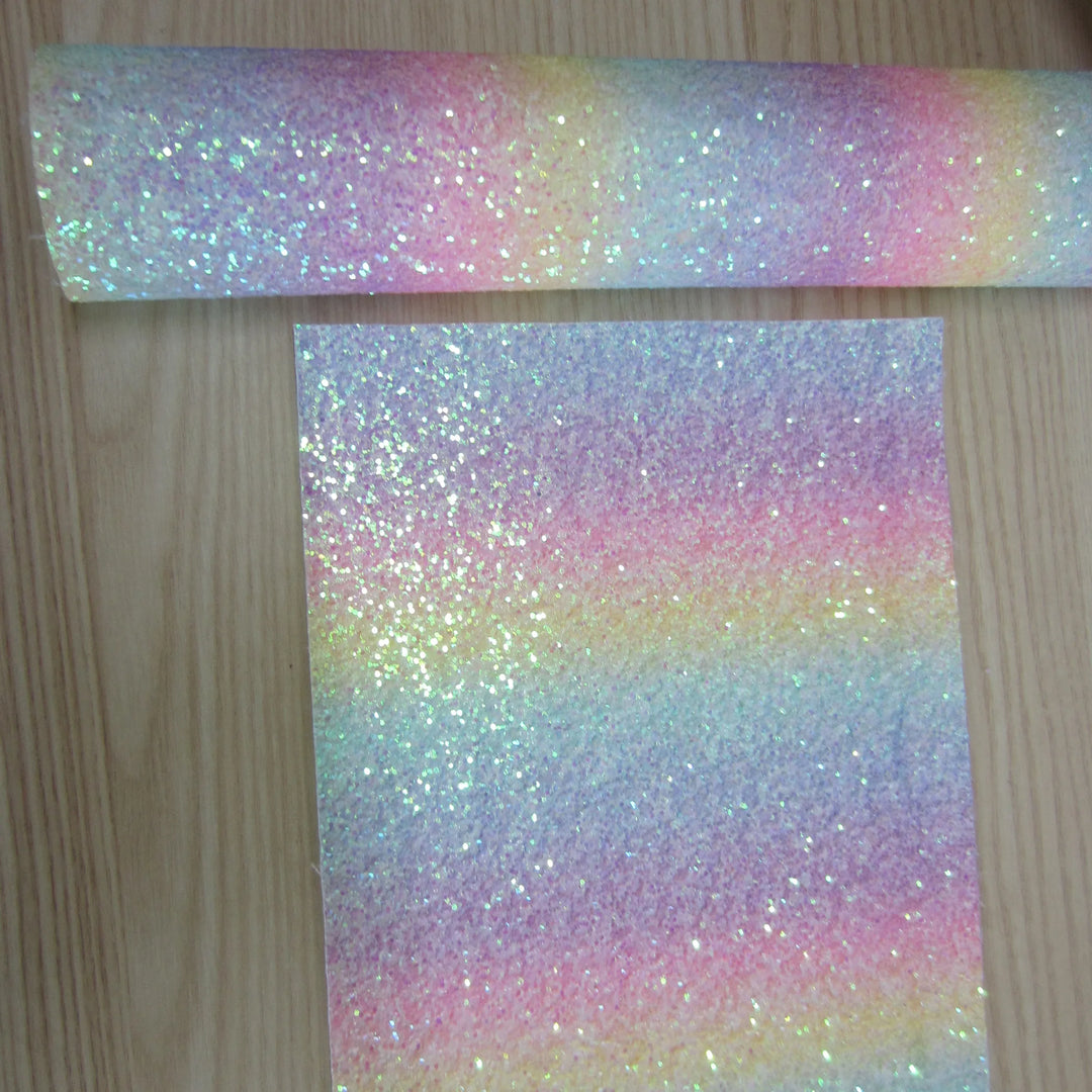Chunky Rainbow Glitter Fabric Faux Leather
