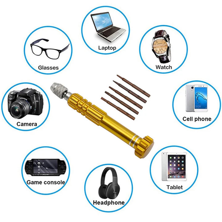 5 In 1 Screwdriver Set Mini Portable Slotted Phillips Hex Pozidriv Screwdriver Glasses Camera Computer Watch Phone Repair Tools