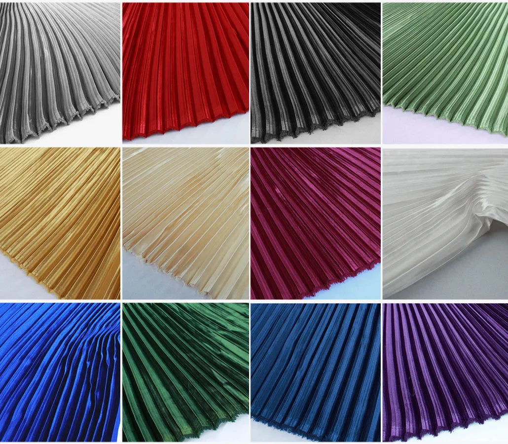 Glossy Pleated Stripes Satin Fabric - 150cm Wide