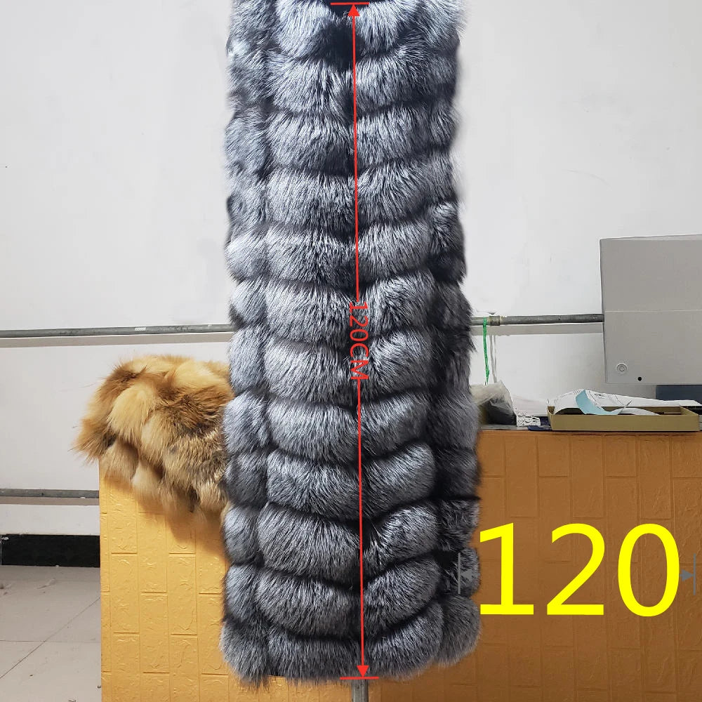 Winter Red Fox Fur Vest Female Real Extended Long  Women Red Fox Fur Waistcoat Natural Fox Fur Waistcoat Long Free Shipping