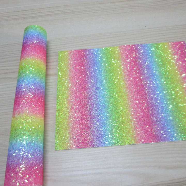Chunky Rainbow Glitter Fabric Faux Leather