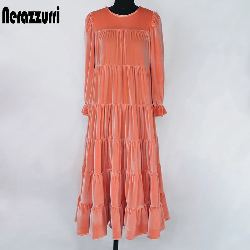 Nerazzurri Velvet Dress - Black White 3/4 Puff Sleeve