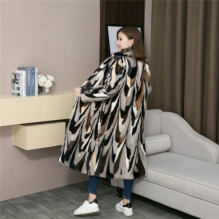 Genuine real natural mink fur coat women's fashion multi-color colorfull English collar warm winter waistcoats custom any size