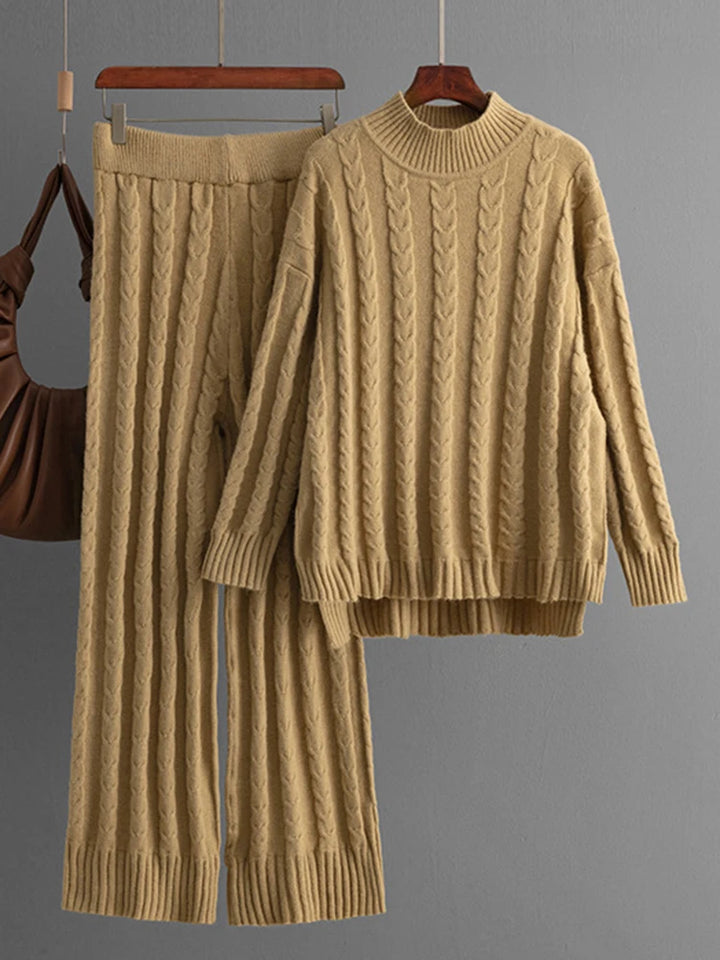 Vintage Knit Sweater + Wide Leg Pants Set