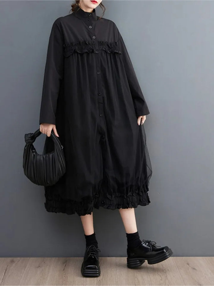 Customizable Oversized Mesh Ruffle Dress - Wholesale Available