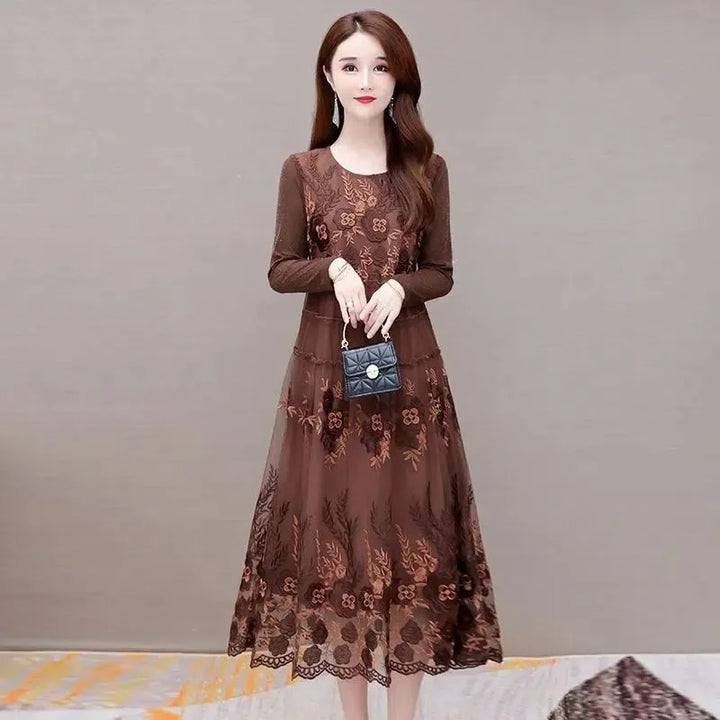 2022 Spring Summer Embroidered Silk Dress - Heavy-Duty Mulberry Silk Mid-Length Skirt