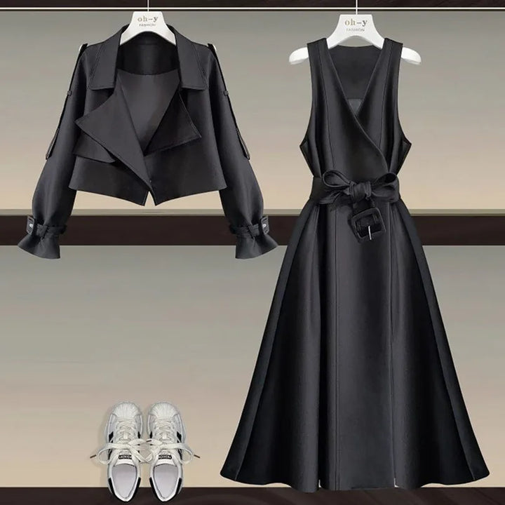 2023 Korean Autumn Suit: Oversized Goddess Dress Coat Set