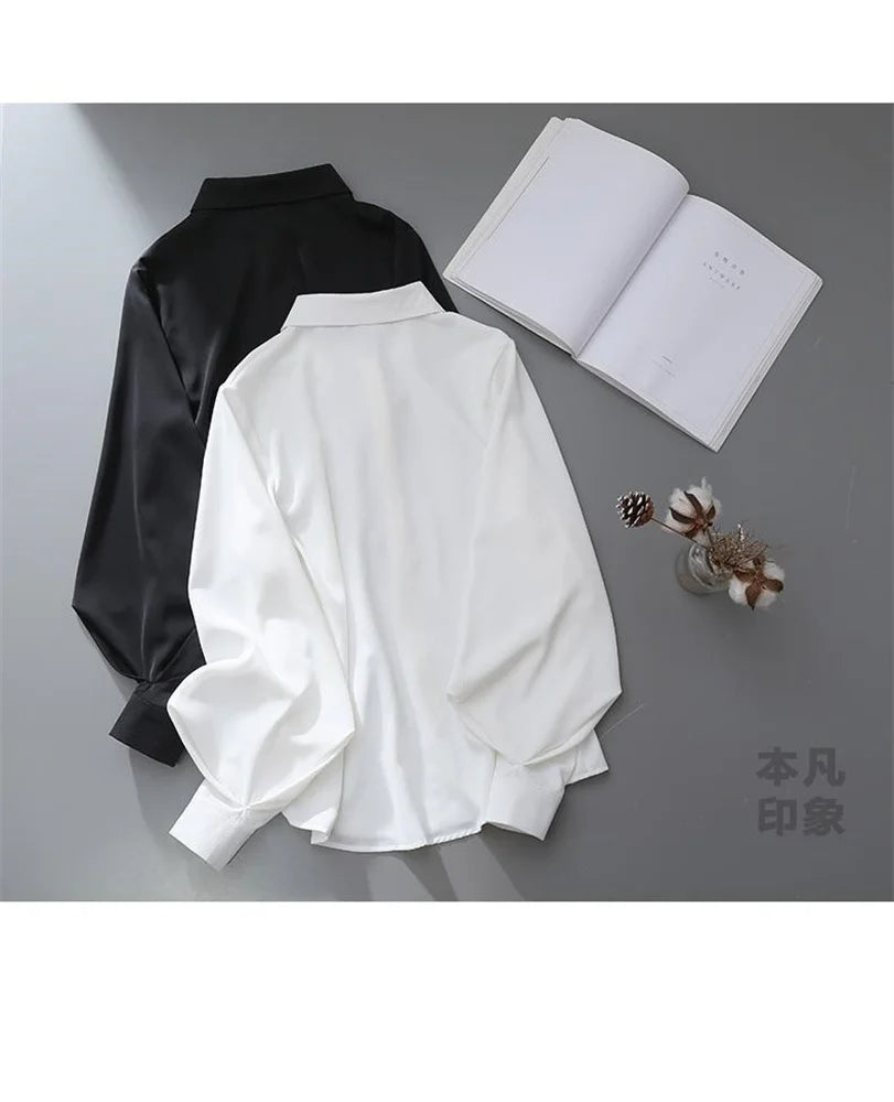 Upgrade Your Wardrobe with Chic White Lantern Sleeve Blouse - Korean Style Fashion for the Modern Woman!