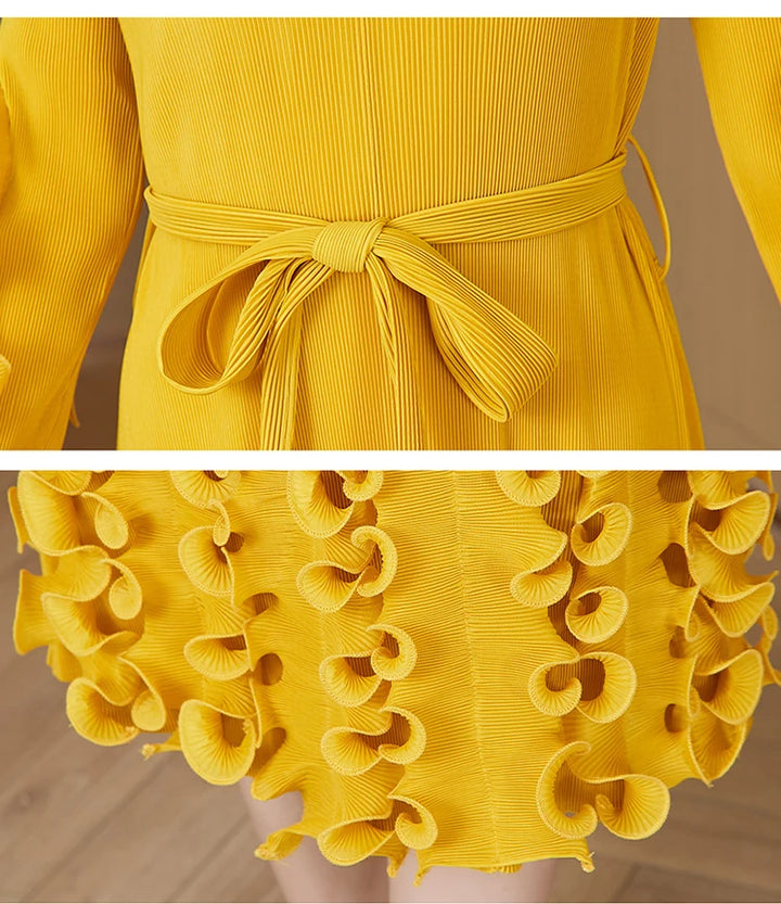 Transform Your Look with Sanzhai's 2024 Magic Skirt - V-neck, Lace-up, Slimming, Large Size