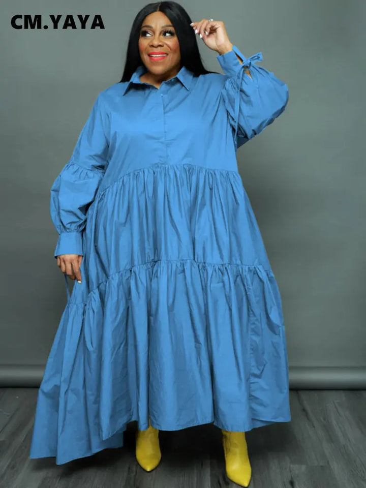 Flaunt Your Curves with CM.YAYA Plus Size Maxi Dress - Perfect for Any Occasion!