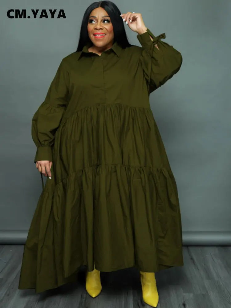 Flaunt Your Curves with CM.YAYA Plus Size Maxi Dress - Perfect for Any Occasion!