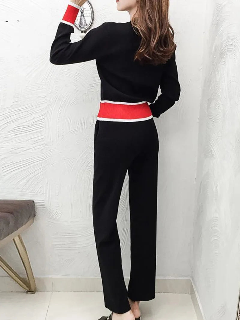 Knit Tracksuit Set - 2022 Spring/Autumn Collection | Cardigan Sweater & Wide Leg Pants Combo