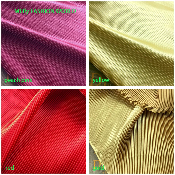 Multicolor Pleated Satin Fabric - Purple Plisse Fabric