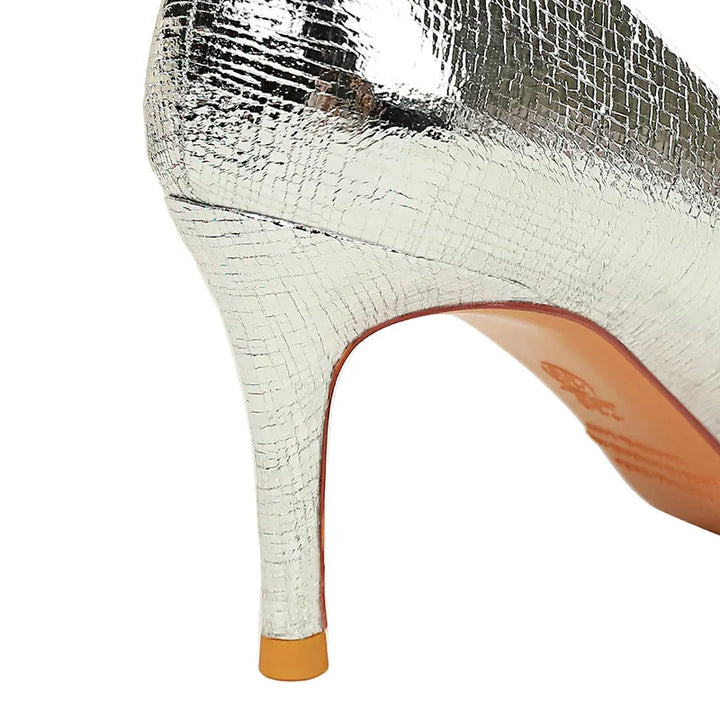 Retro Western Style Women's Party Pumps - 7cm Thin Heels, Pointed Toe, Gold/Silver - Spring/Autumn, EUR Sizes