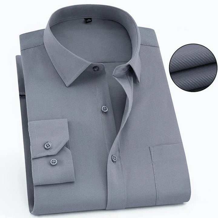 Men's Plus Size Business Casual Striped Shirt - White/Blue - 7XL to 9XL - Long Sleeves