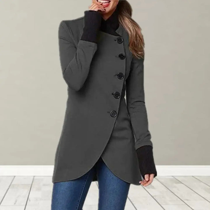 Women Outerwear Stylish Stand Collar Women's Winter Jacket Irregular Split Hem Soft Patchwork Thick Warmth for Mid-length Coat