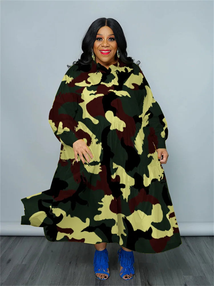 SOMO Plus Size New In Spring Summer Dress Women Clothing Flower Printed Loose Long Maxi Shirts Dress Wholesale Dropshipping