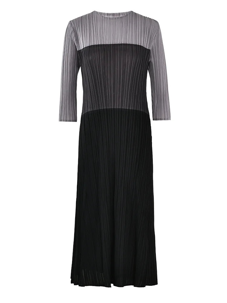 LANMREM Color Block Dress - Spring Fashion for Women - Loose Fit & Contrast Print - Sizes S-L