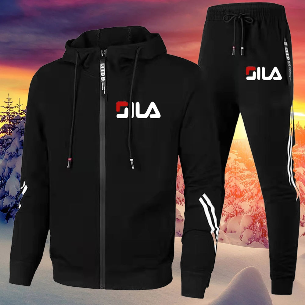 Retro Fall/Winter Men's Sports Suit - Jacket & Pant Set" Description: "Stay stylish and active with this 2-piece sportswear set. Perfect for fitness, running, or casual wear. Shop now!