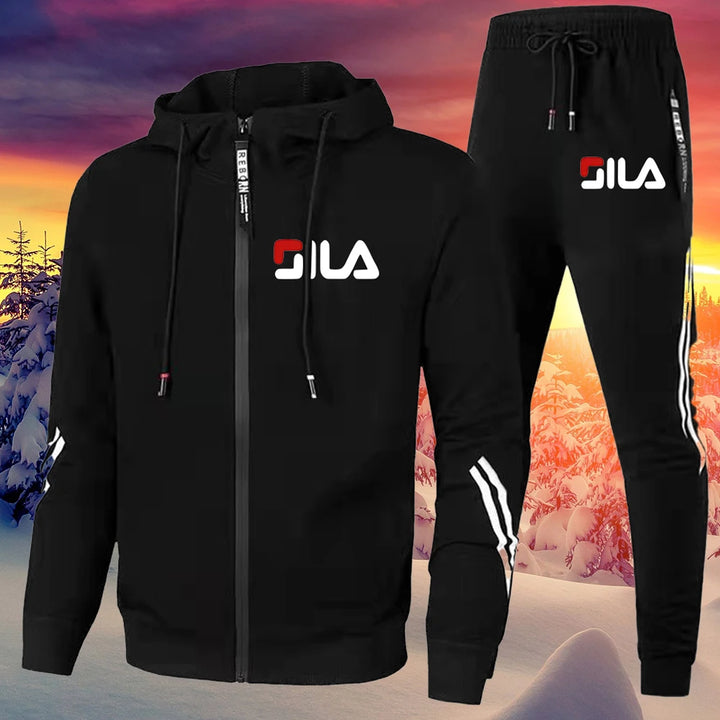 Retro Fall/Winter Men's Sports Suit - Jacket & Pant Set" Description: "Stay stylish and active with this 2-piece sportswear set. Perfect for fitness, running, or casual wear. Shop now!