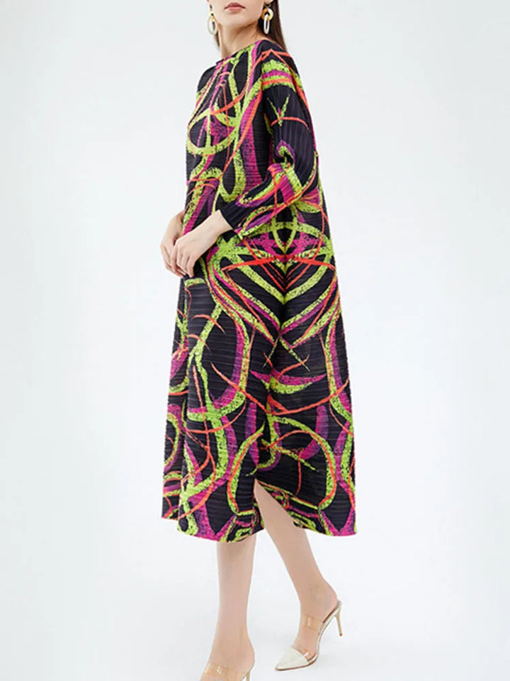 LANMREM Striped Print A-line Dress