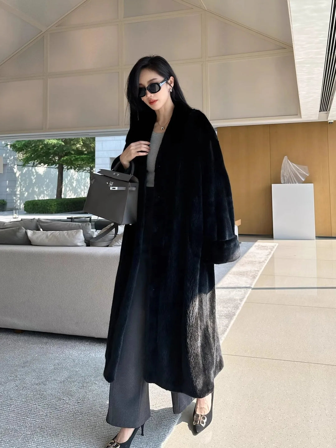 Luxurious Velvet Mink Fur Coat