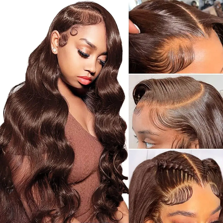 Chocolate Brown Body Wave Lace Front Wig 13x4 - 200% Density