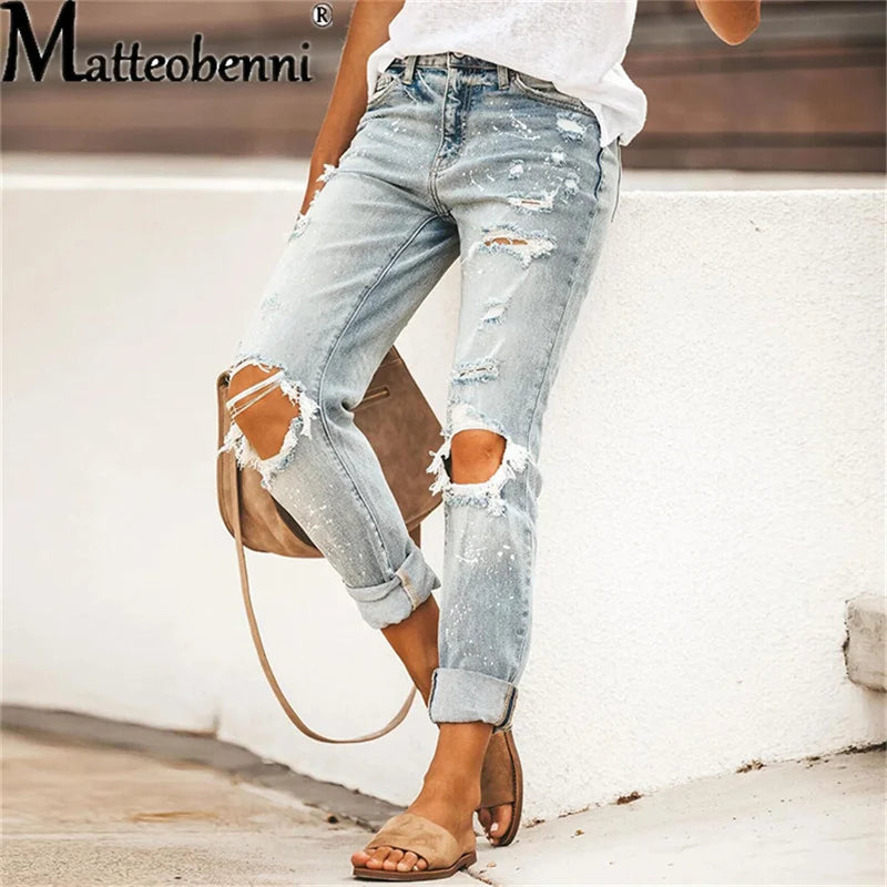 Upgrade Your Style with High-Waisted Ripped Jeans - Perfect for Fall!