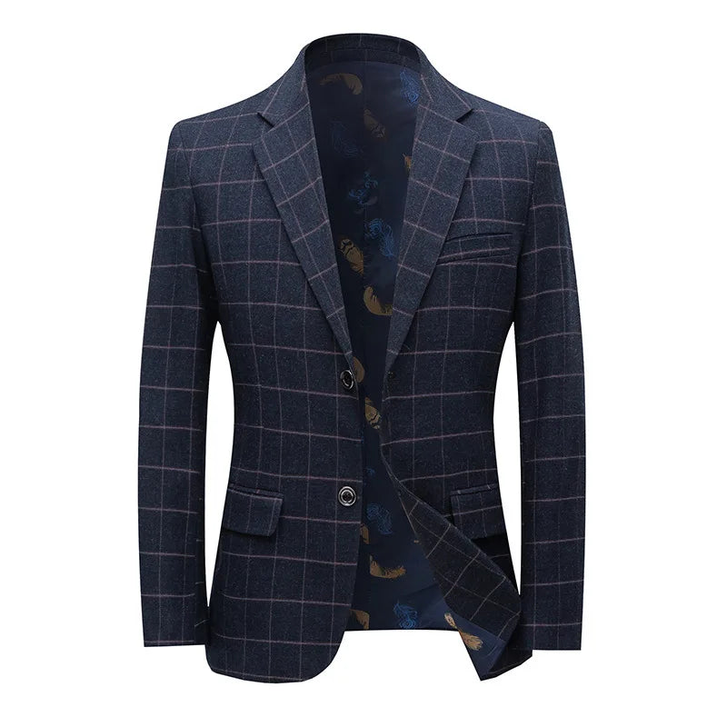2023 Men's Plaid Suit Jacket - Business & Wedding Ready!
