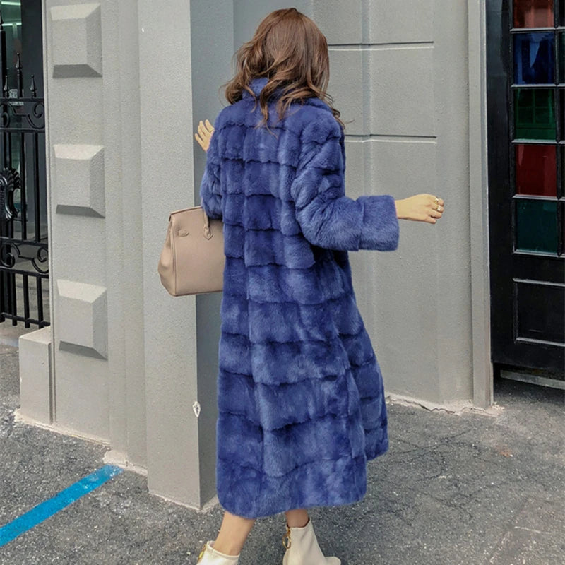 2023 New Fashion Coat Real Mink Whole Fur Women Coat Jacket Long mink fur coat Winter Thick Warm Female Mink Fur Jacket