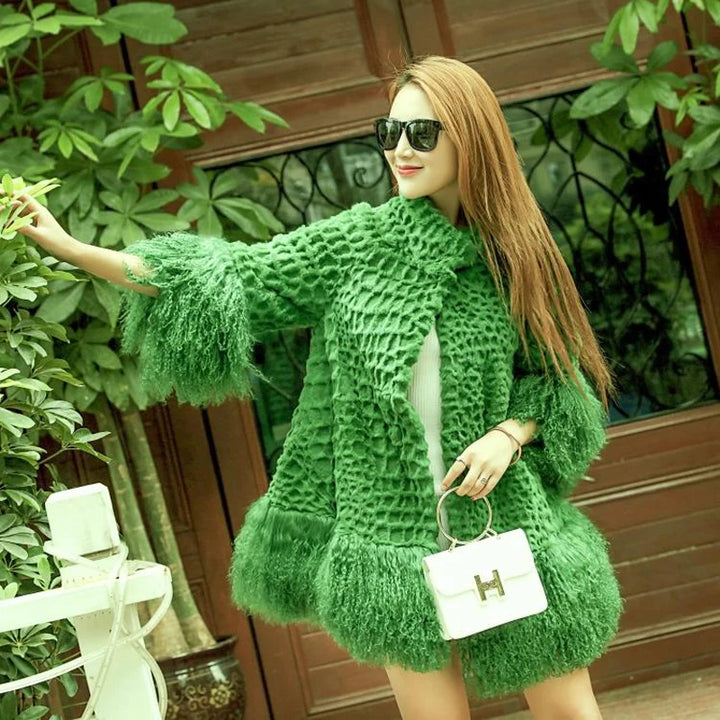 New Fur Jacket with Mongolia Sheep Fur