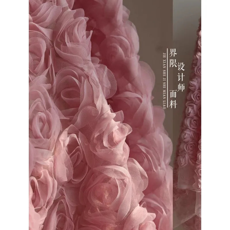 Rose Mesh Fabric Dress Material