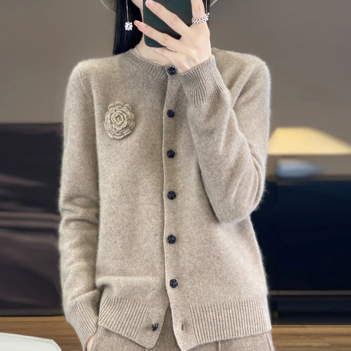 100% Merino Cashmere Women's Cardigan Sweater