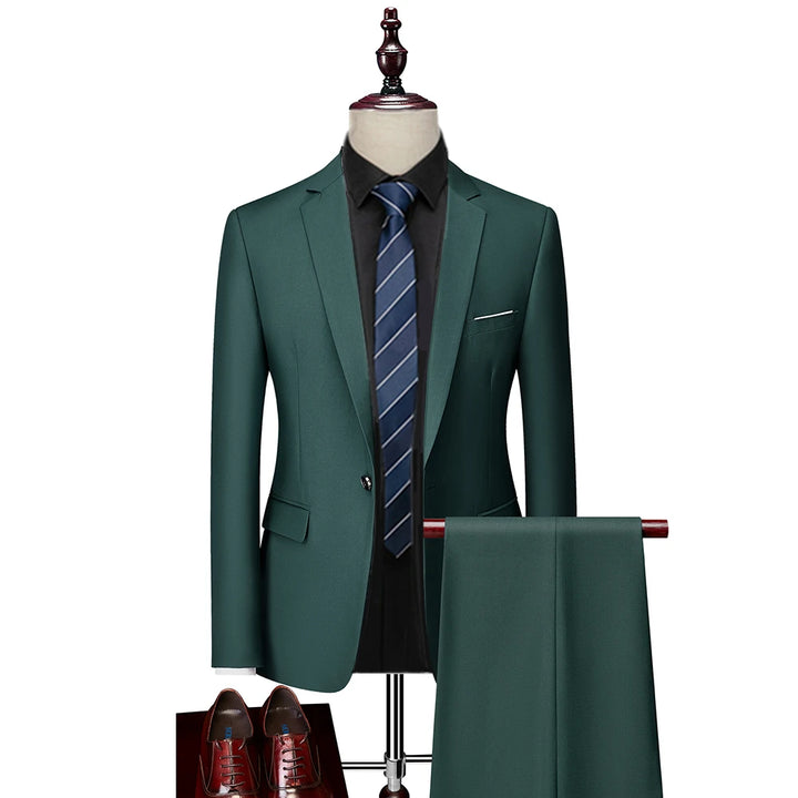 2023 Men's Business Plaid Suit Set - Blazer Jacket & Pants