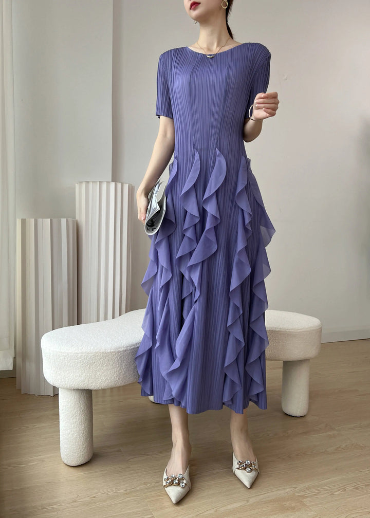 Upgrade Your Style with YUDX 2023 Miyake Pleated Party Dress - Slim Fit, Solid Color, Short-sleeved