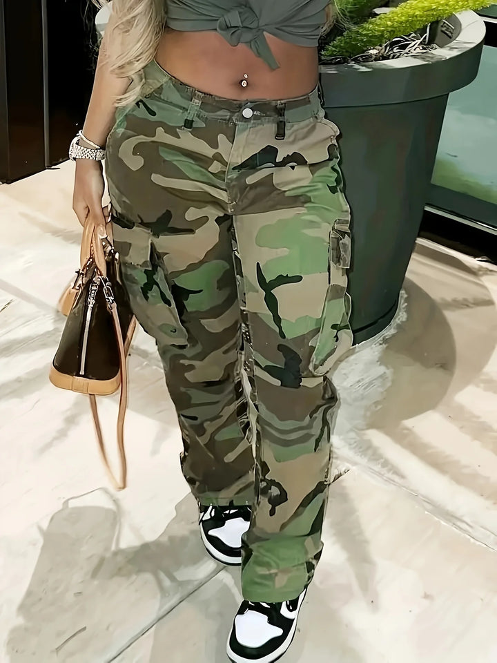 Y2K Camo Cargo Jeans: Stretchy, Comfy, & Stylish