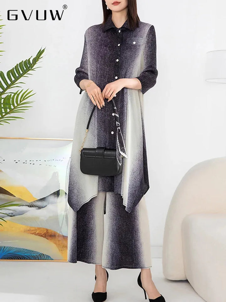 Office Lady Gradient 2pc Set Top + Pants
