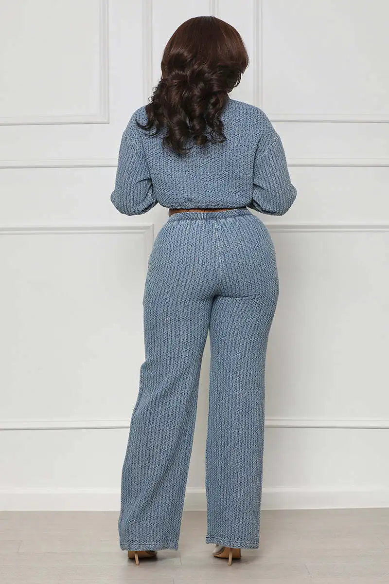 Stylish Denim Outfit Set: Top & Trousers for Sexy Women - High Quality & Fast Shipping!
