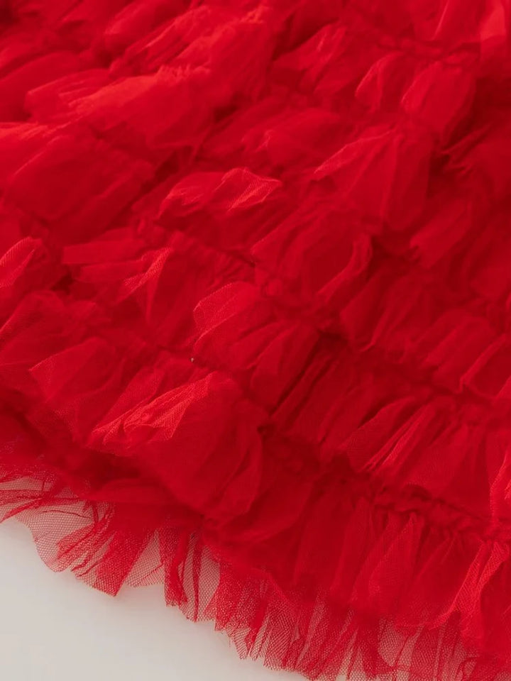 Red Feather 2-Piece Set: AELESEEN Runway Fashion for Summer Parties