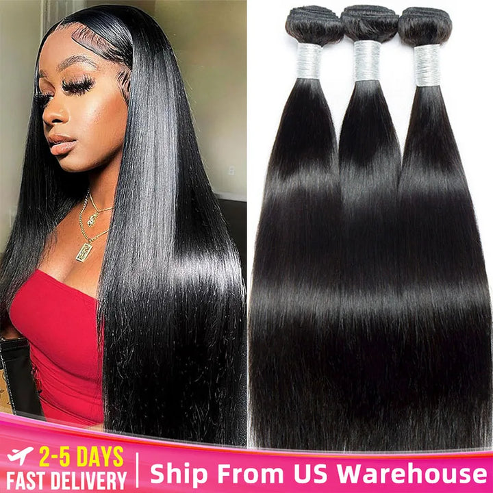 Premium Peruvian 100% Human Hair Bundle Deal - 30 Inch Straight Weave for Black Women