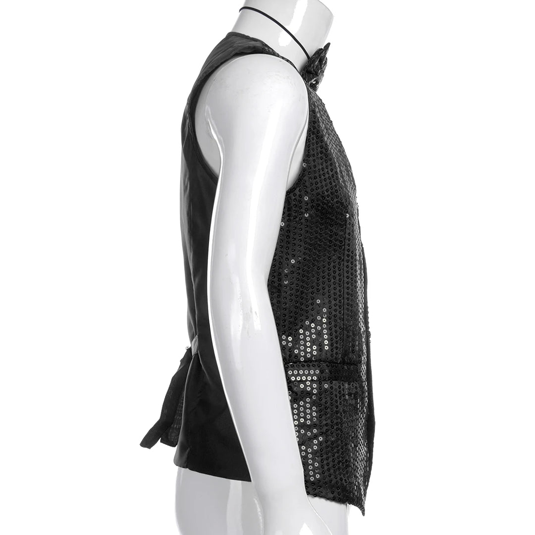 Men's Sequin Business Wedding Vest with Bow Tie - Formal Suit Waistcoat for Evening Party - Perfect Gift for Husband
