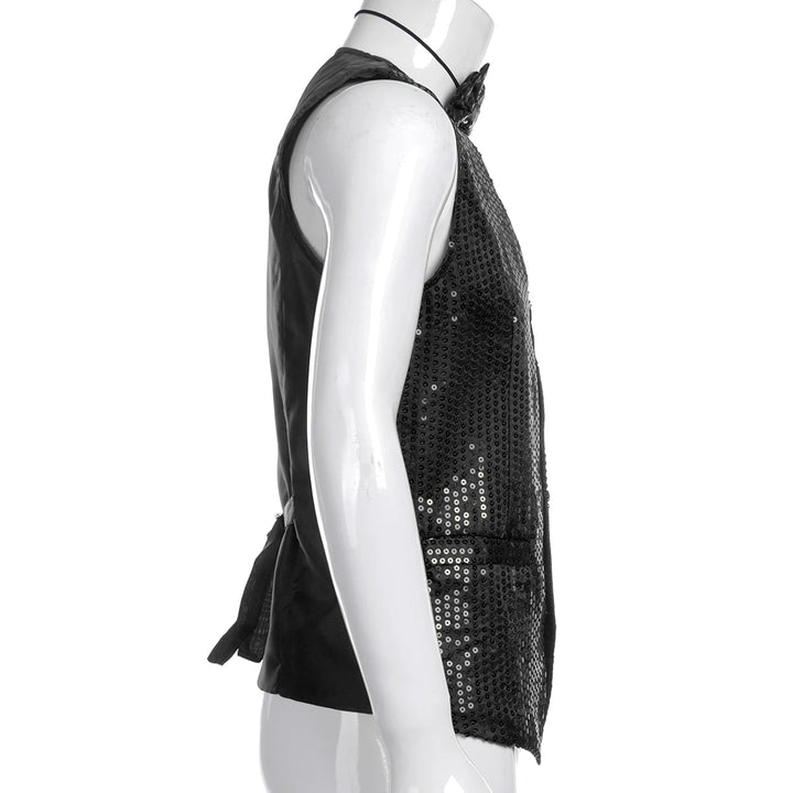 Men's Sequin Business Wedding Vest with Bow Tie - Formal Suit Waistcoat for Evening Party - Perfect Gift for Husband