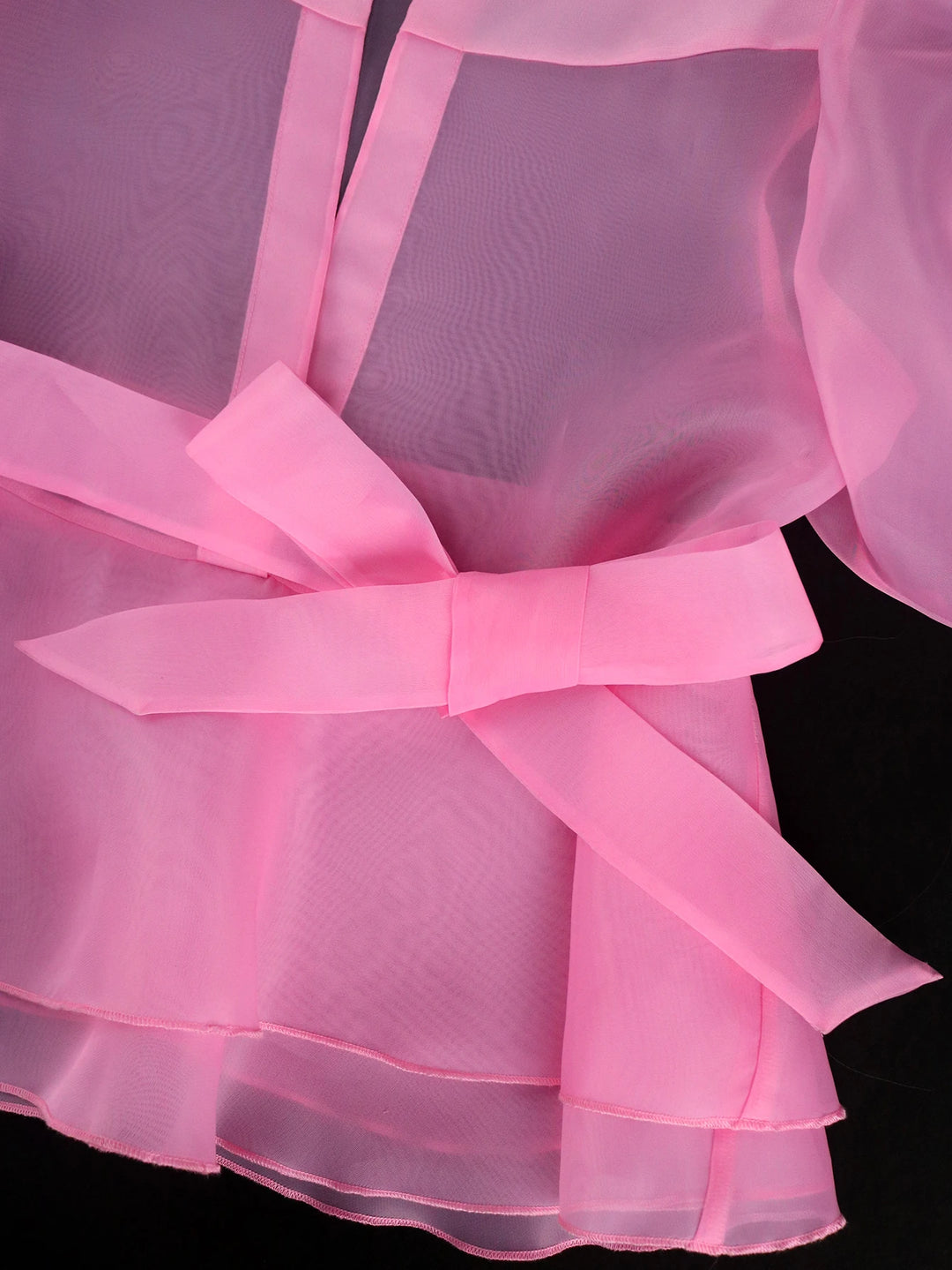 Stunning Sheer Blouse with Sashes and Lantern Sleeves - Perfect for Any Occasion!